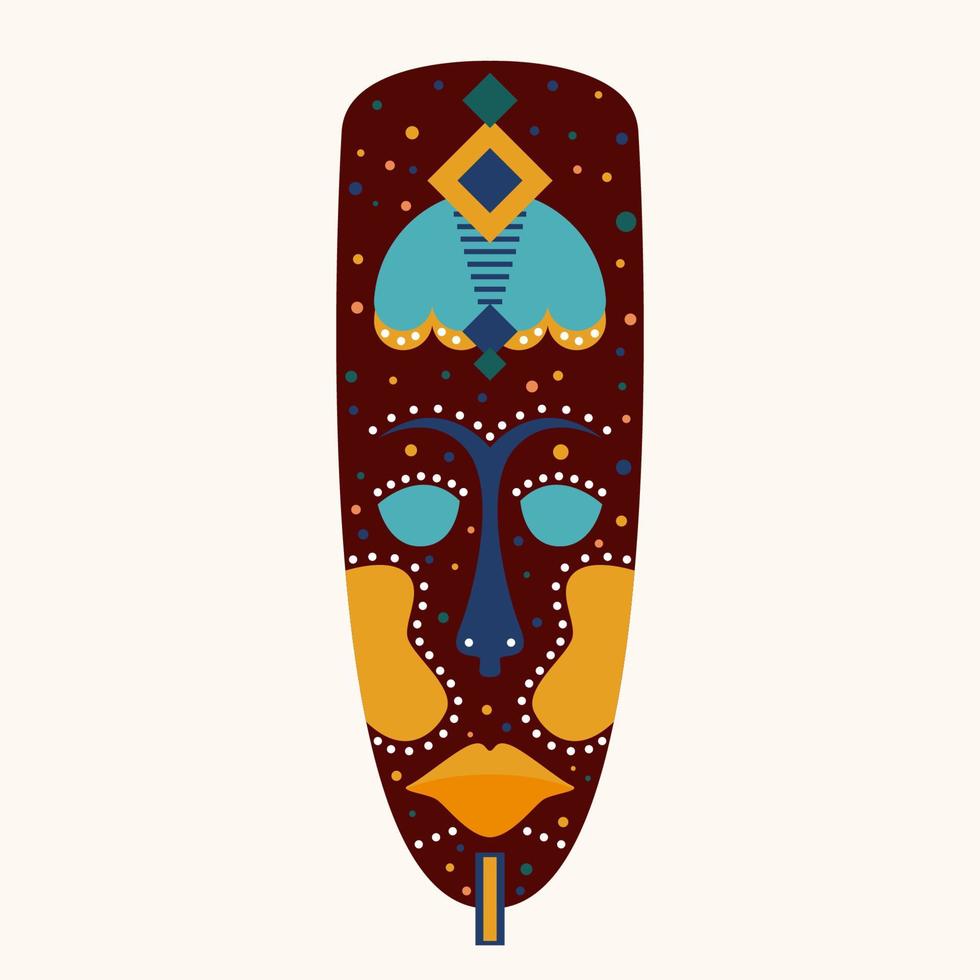 fondo de patrón de máscara tribal africana étnica. máscara de chamán vudú para tarjeta de diseño, estampado de camisetas, invitación, volante de fiesta, etc. vector