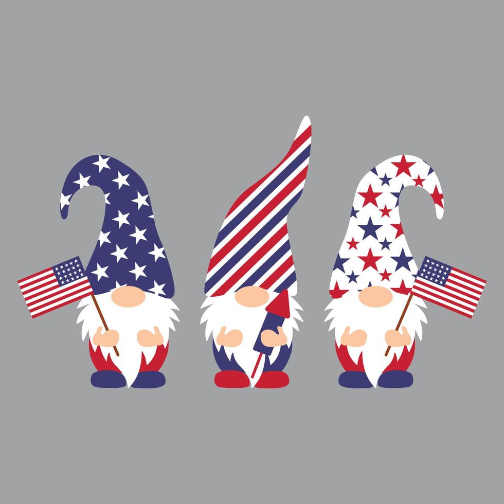 Patriotic Gnomes 4th of July Gnomes vector t shirt design