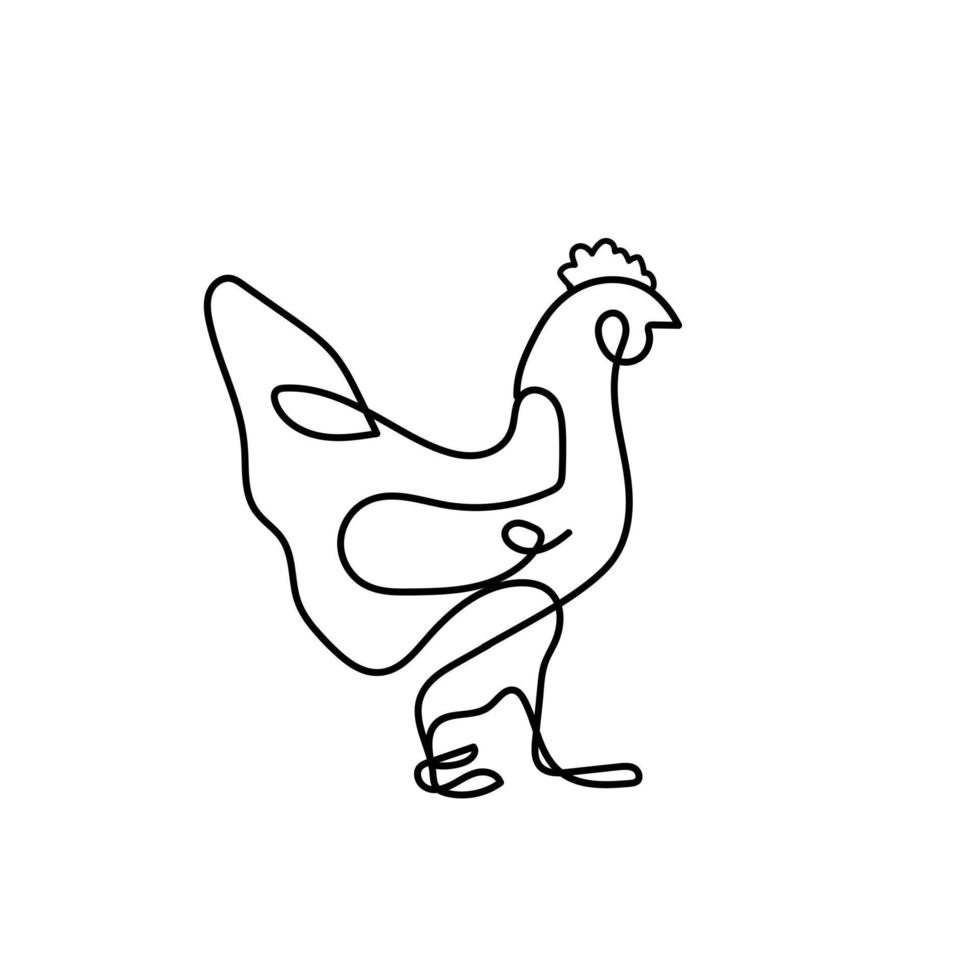 Vector minimal design, abstract and creative line art rooster, chicken and cock logo.