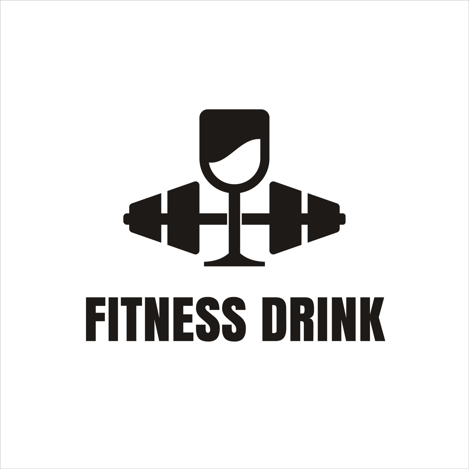 Fitness Club And Gym Logo Design Template With Barbell Symbol And Drinking Glasses Vector Art At Vecteezy