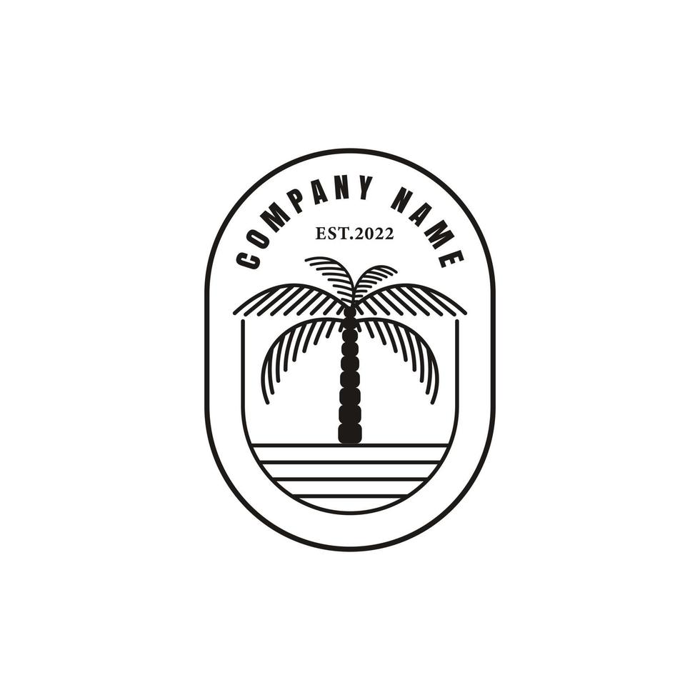 Beach palm tree vintage logo vector design template