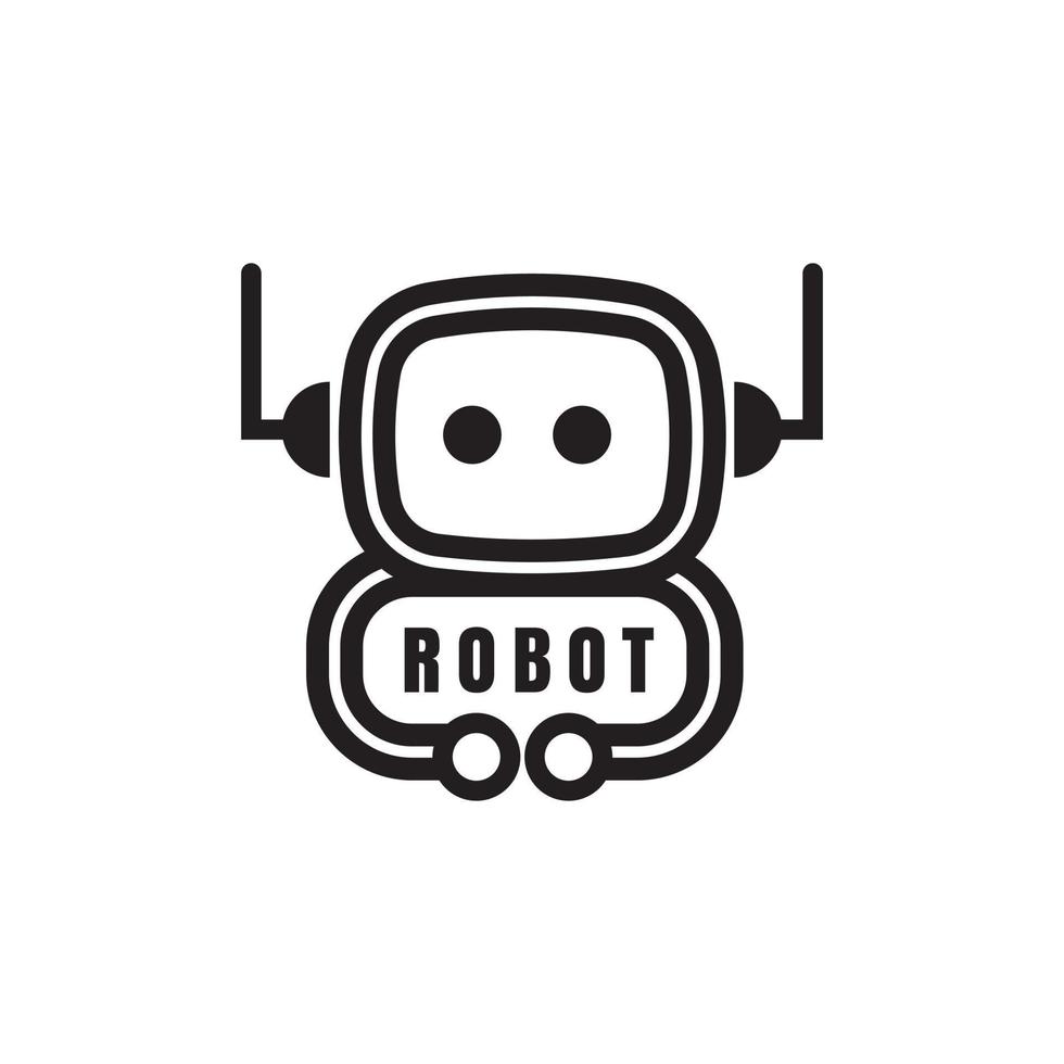 Ilustración de iconos de vector de dibujos animados lindo robot. concepto de icono de tecnología de ciencia vectorial aislada premium.