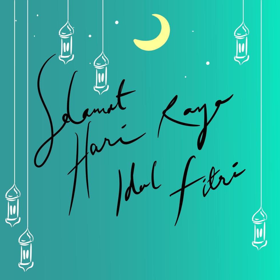 Vector illustration of Selamat hari raya idul fitri means happy eid al fitr. Vector illustration of a happy Eid al-Fitr greeting card for Muslims in Indonesia