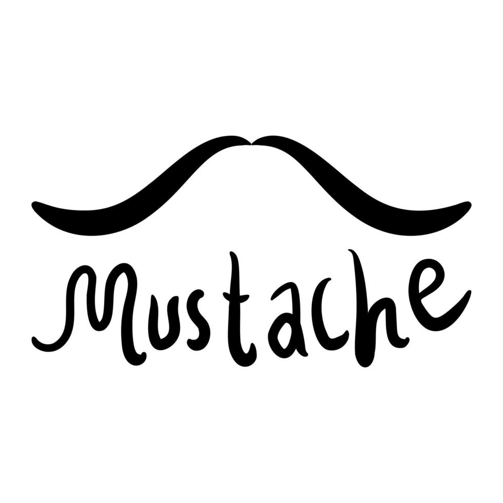 Mustache logo with hand drawn text vector art
