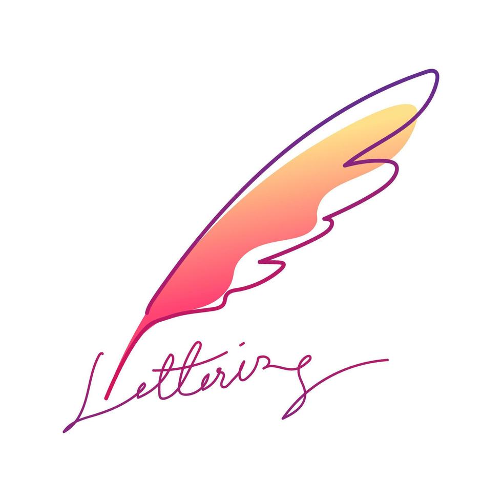 logotipo de letras con ilustración de vector de pluma de pluma de pájaro