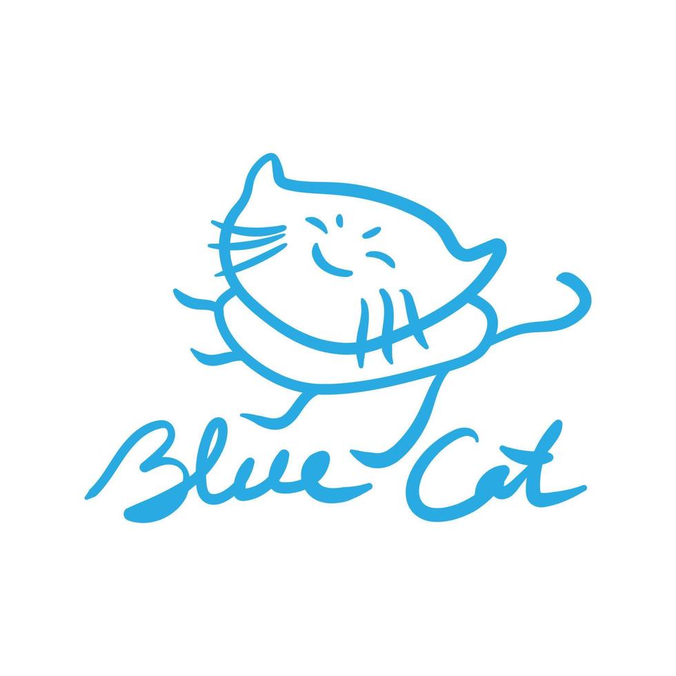 ilustración de vector de logotipo de gato azul