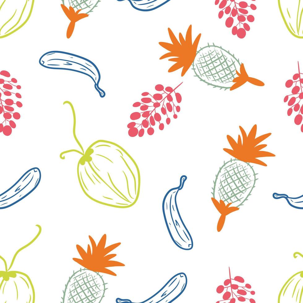 Seamless summer fruits pattern vector illustration