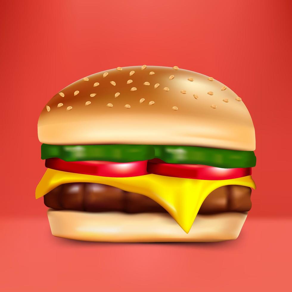 Hamburger on red background vector
