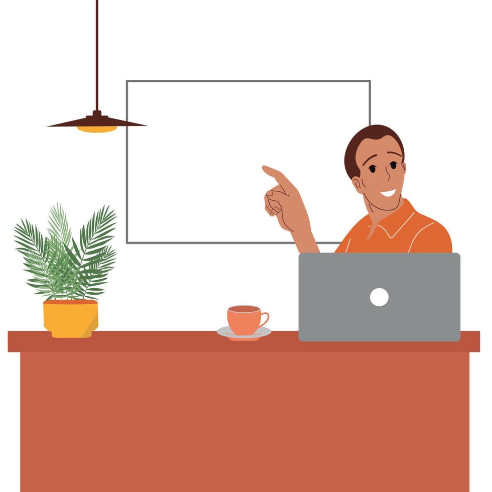 Male office worker,preparing for a presentation.Vector,flat,isolated. vector