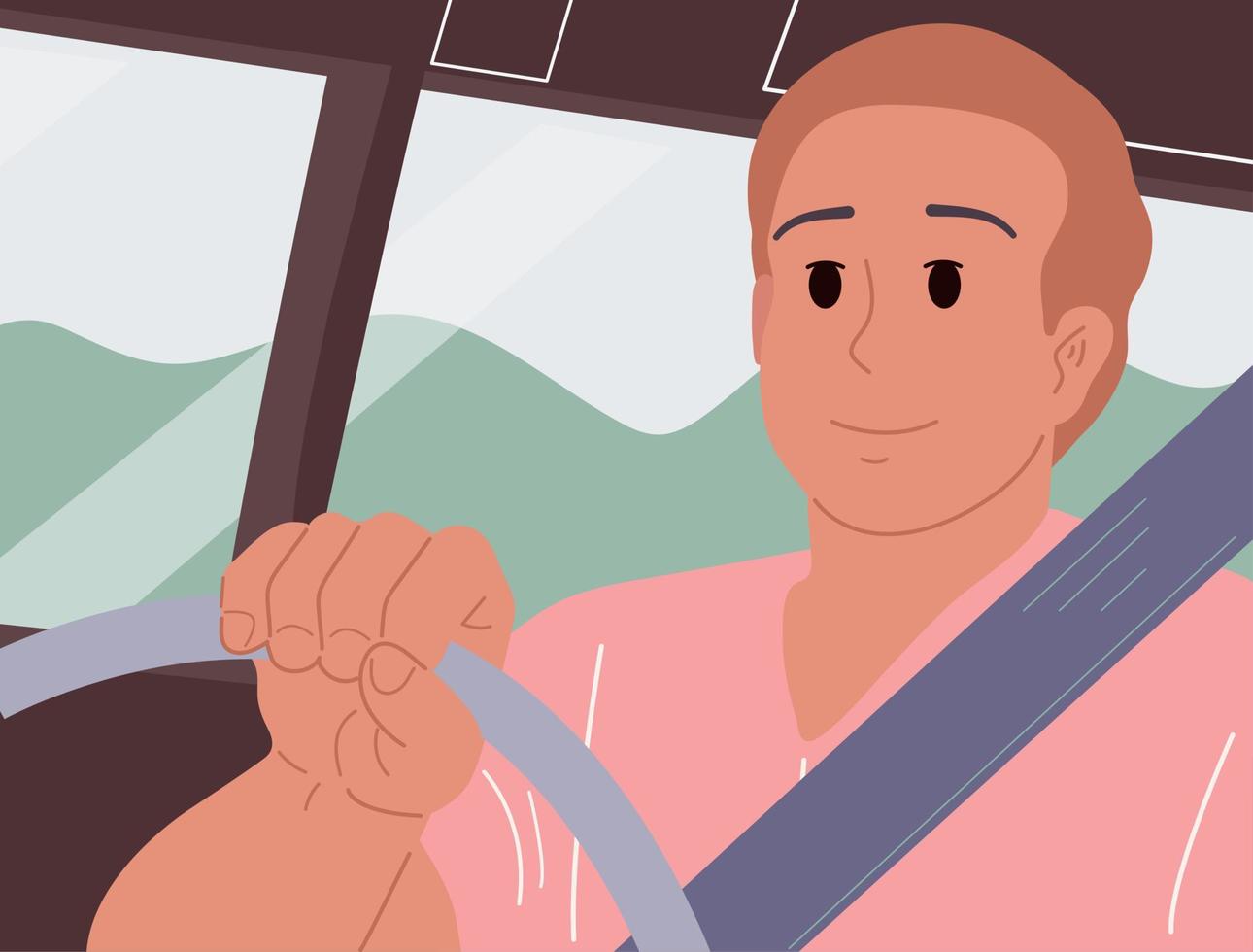 Big strong guy with brown hair, avatar. Vector, flat. vector