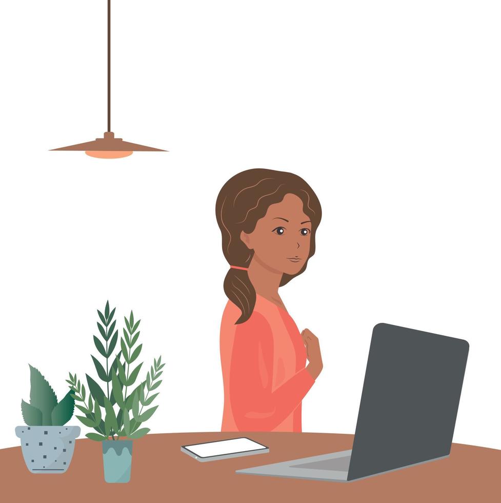 Girl office worker,preparing for a presentation.Vector ,flat ,isolated. vector