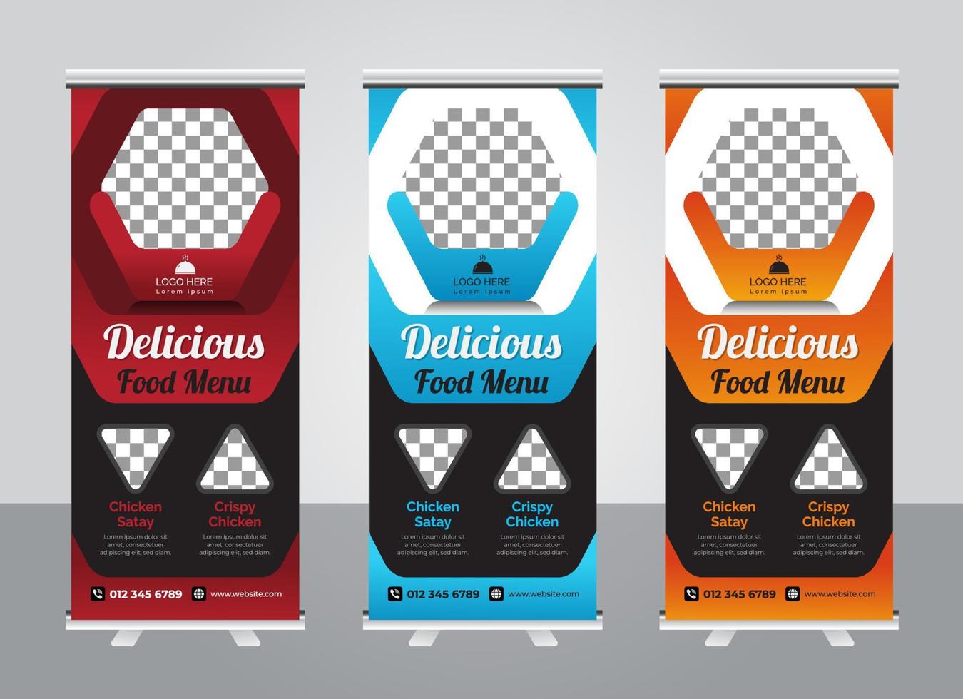 Food and restaurant roll up banner design template vector