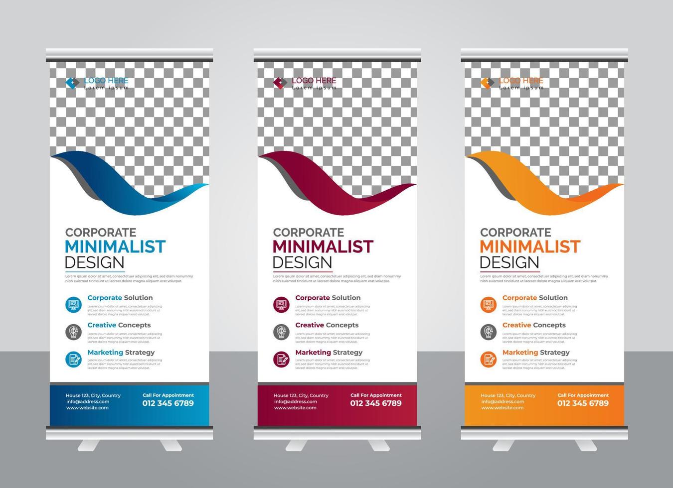 plantilla de diseño de banner corporativo enrollable vector