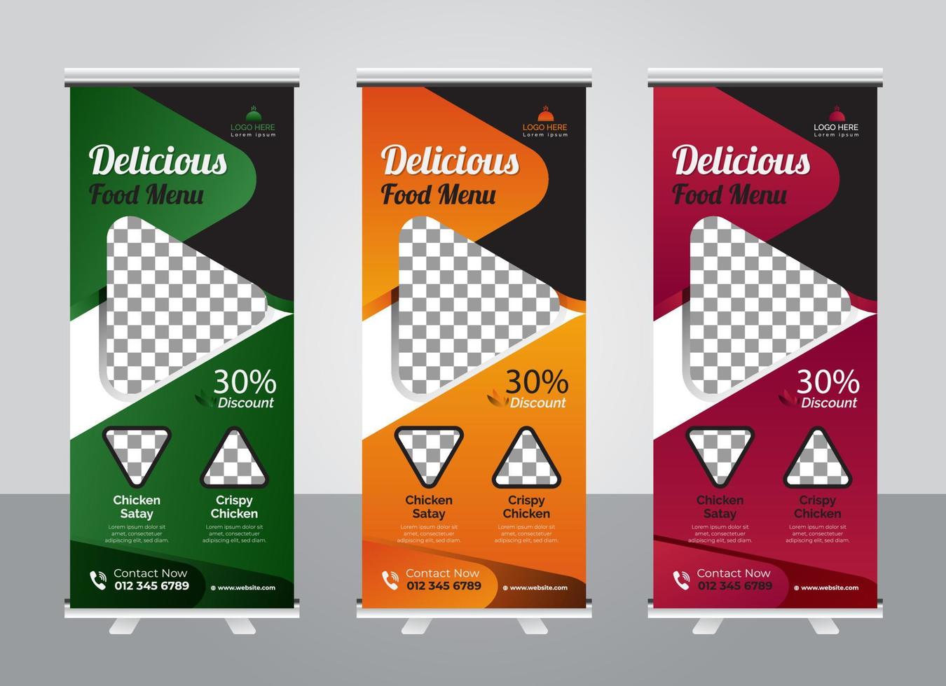 Restaurant roll up banner design template vector