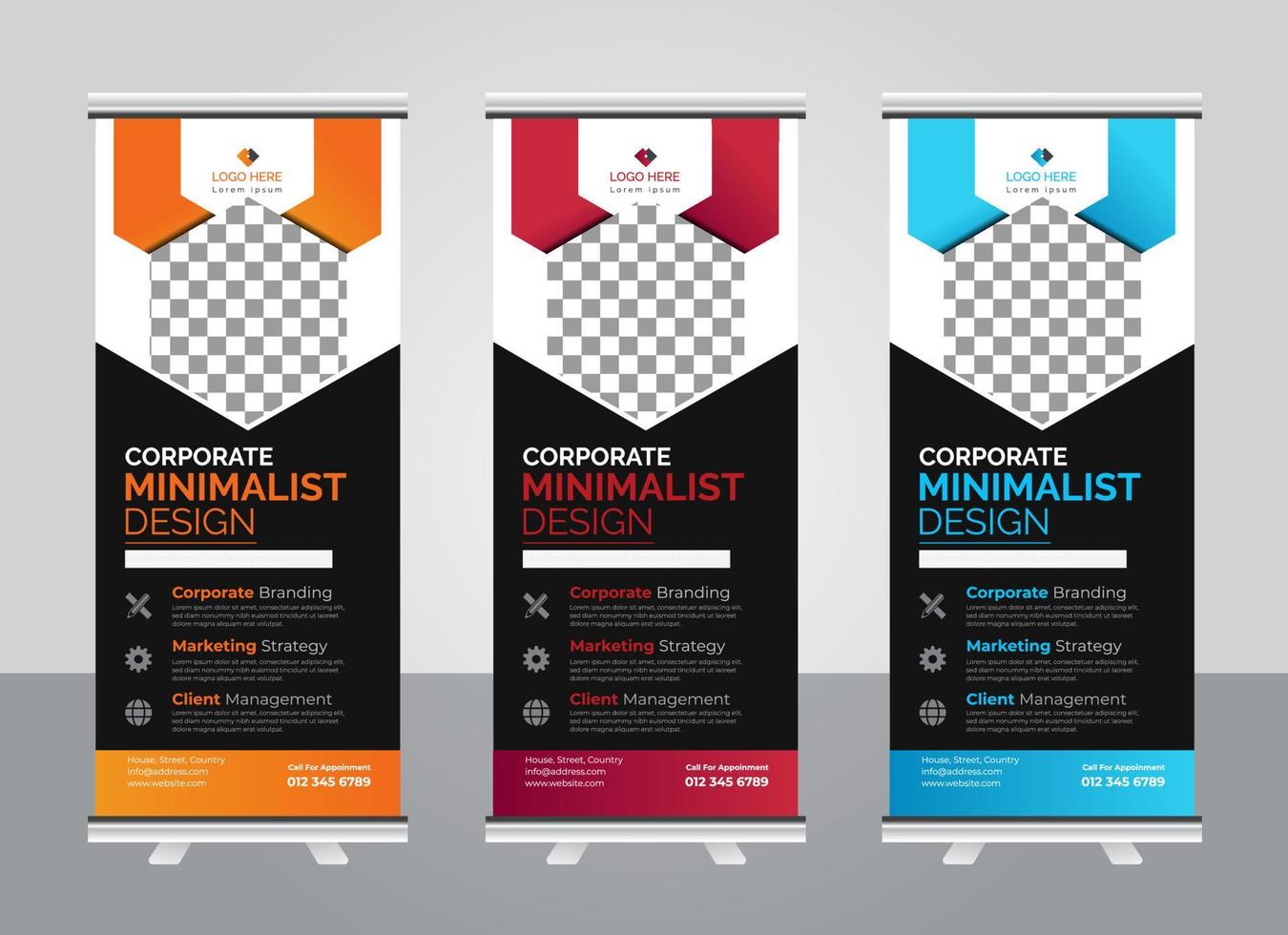 Professional Modern corporate colorful roll up standee banner design template vector