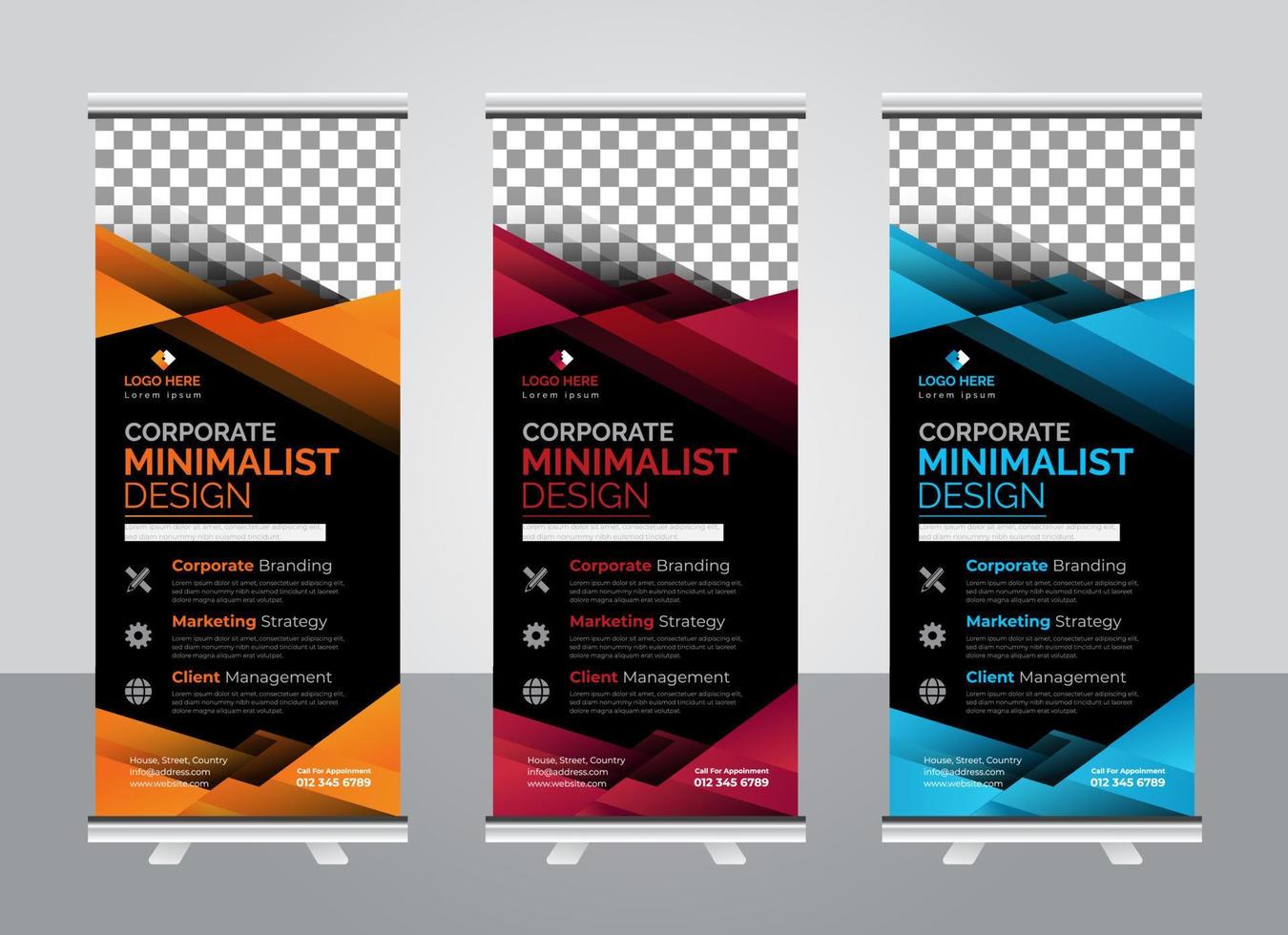 Corporate colorful roll up banner design template vector