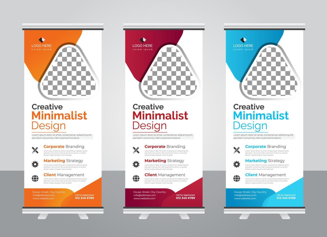 Professional Modern corporate colorful roll up standee banner design template vector