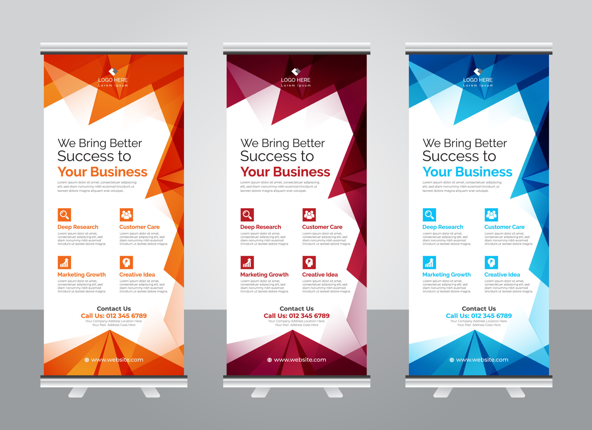Modern corporate colorful roll up standee banner design template