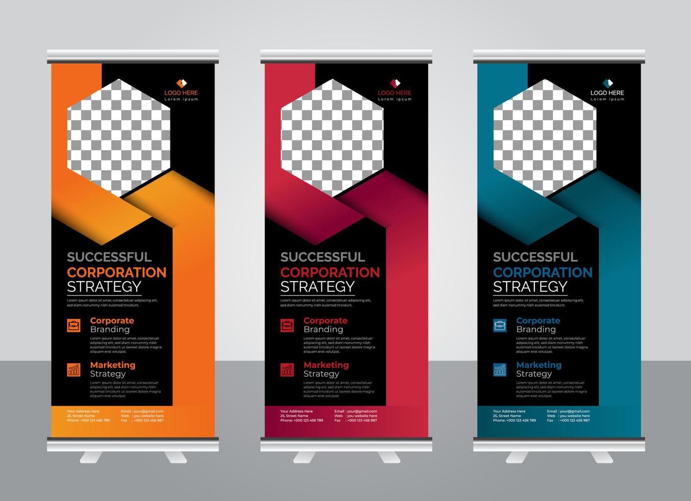 Corporate roll up banner design template vector