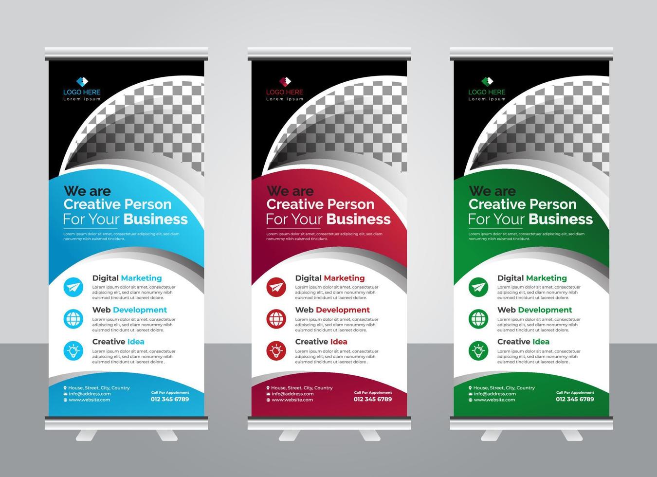 Corporate roll up banner design template vector