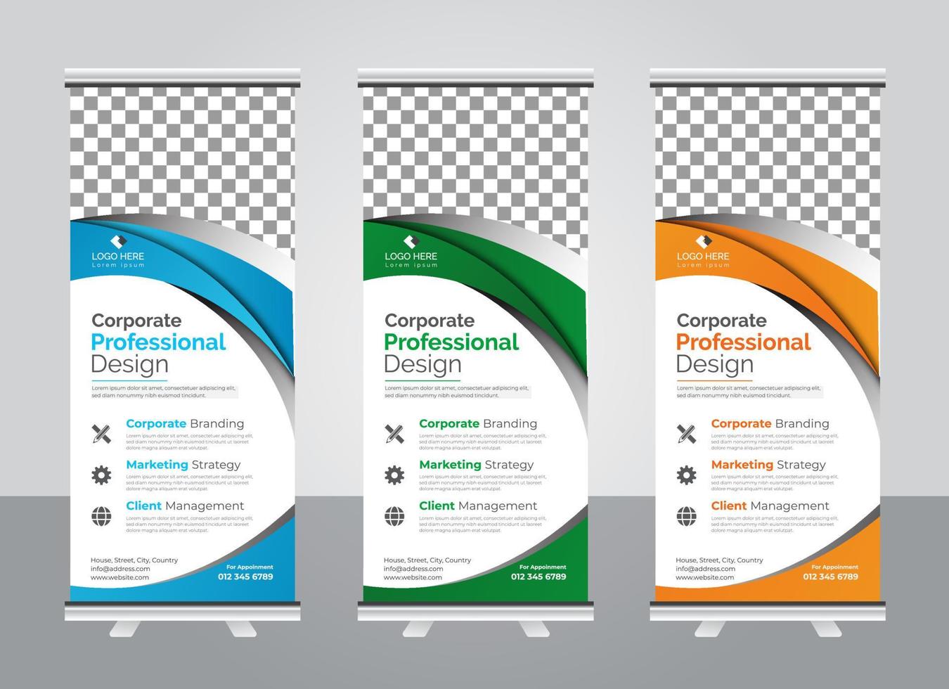 plantilla de diseño de banner corporativo enrollable vector