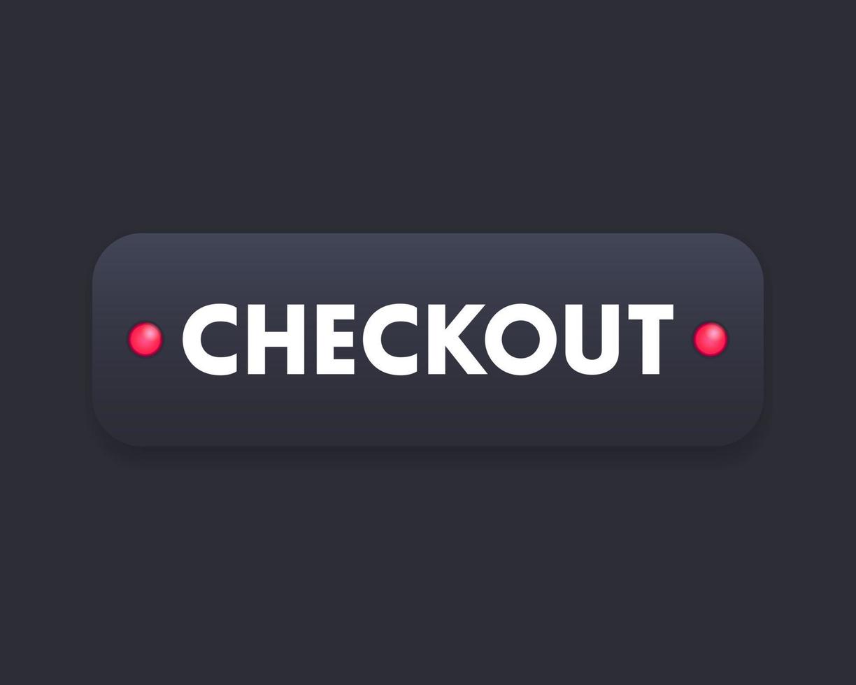 checkout, black button for website, vector illustration