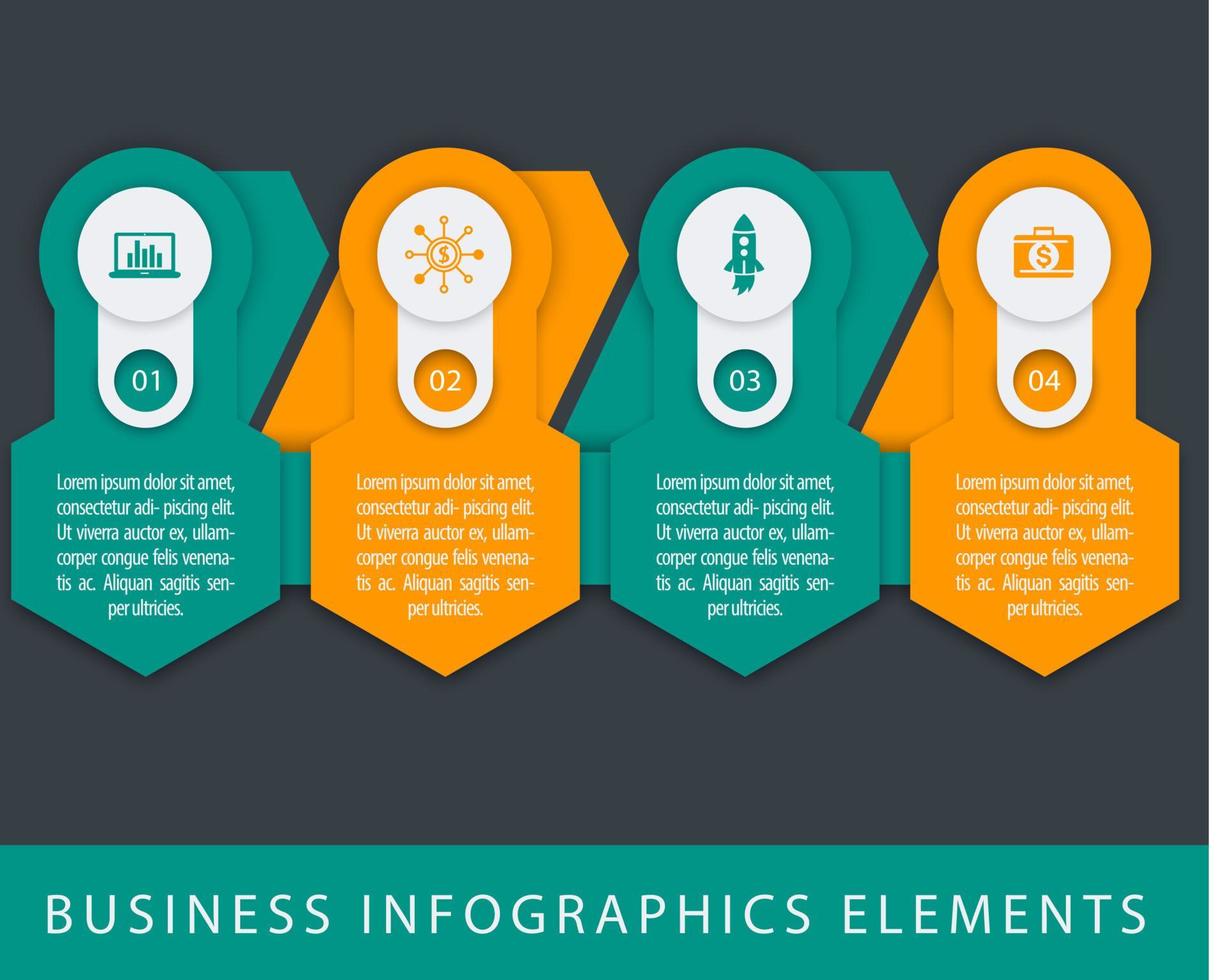 negocios, elementos infográficos financieros, 1, 2, 3, 4, pasos, línea de tiempo editable vector