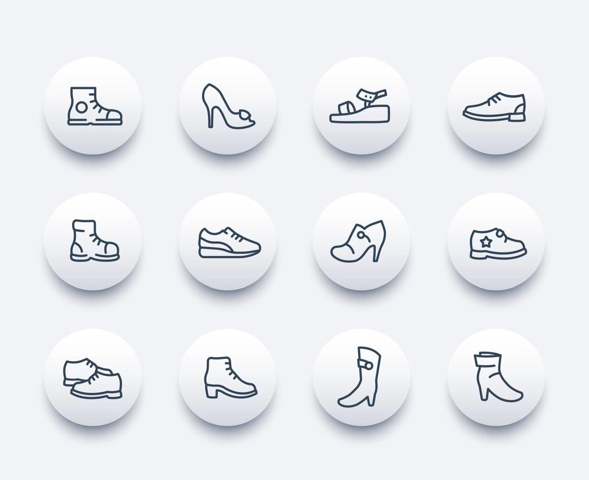 conjunto de iconos de línea de zapatos vector