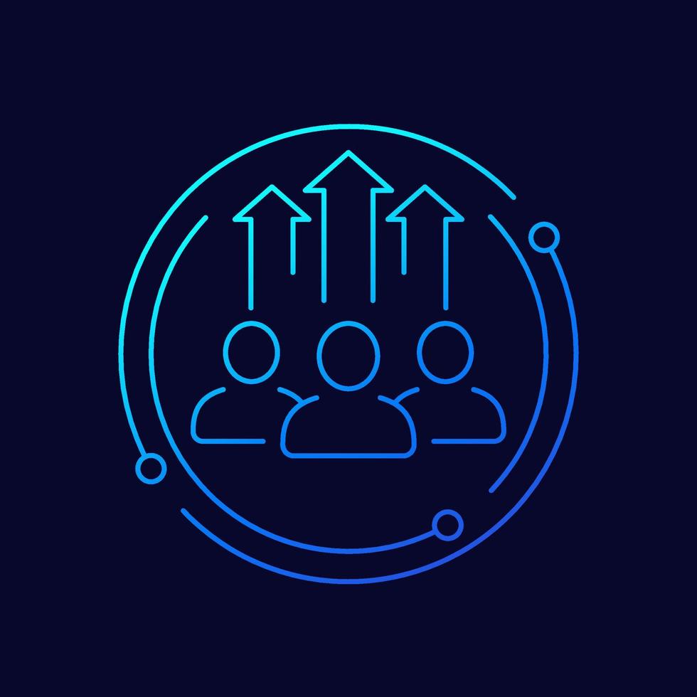 team growth and development line icon, vector