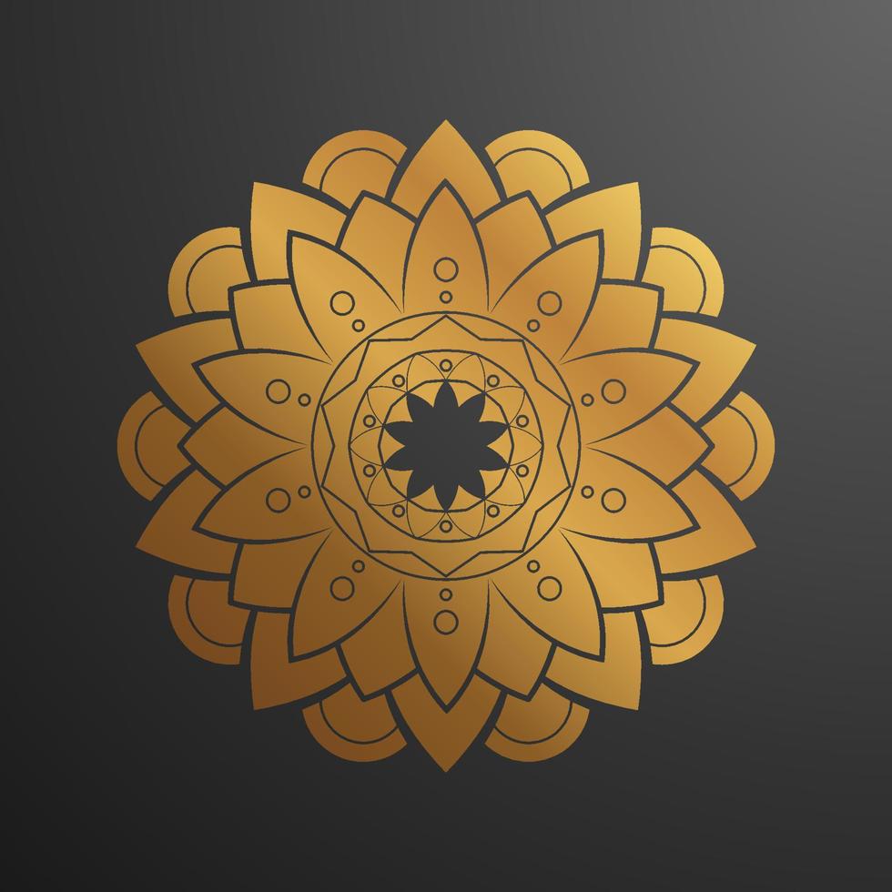 Decorative golden mandala flower pattern vector