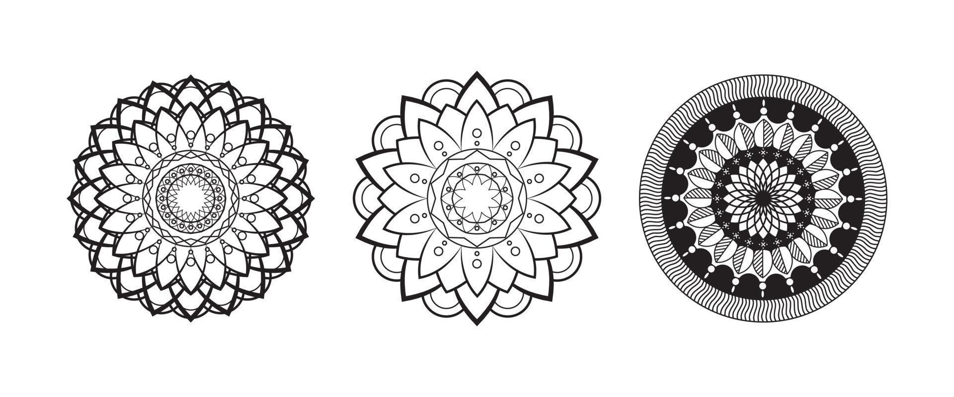 Set of vector mandala floral decoration pattern