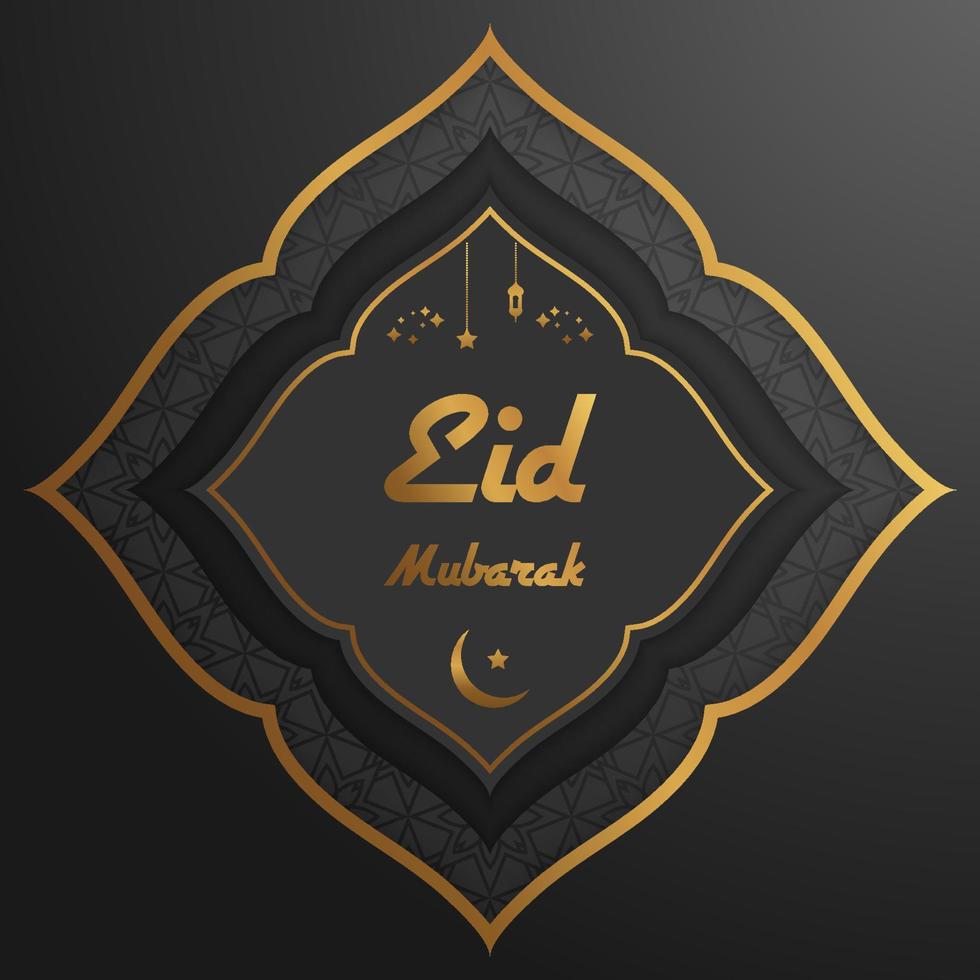 Dark theme Eid Mubarak greeting in paper style vector