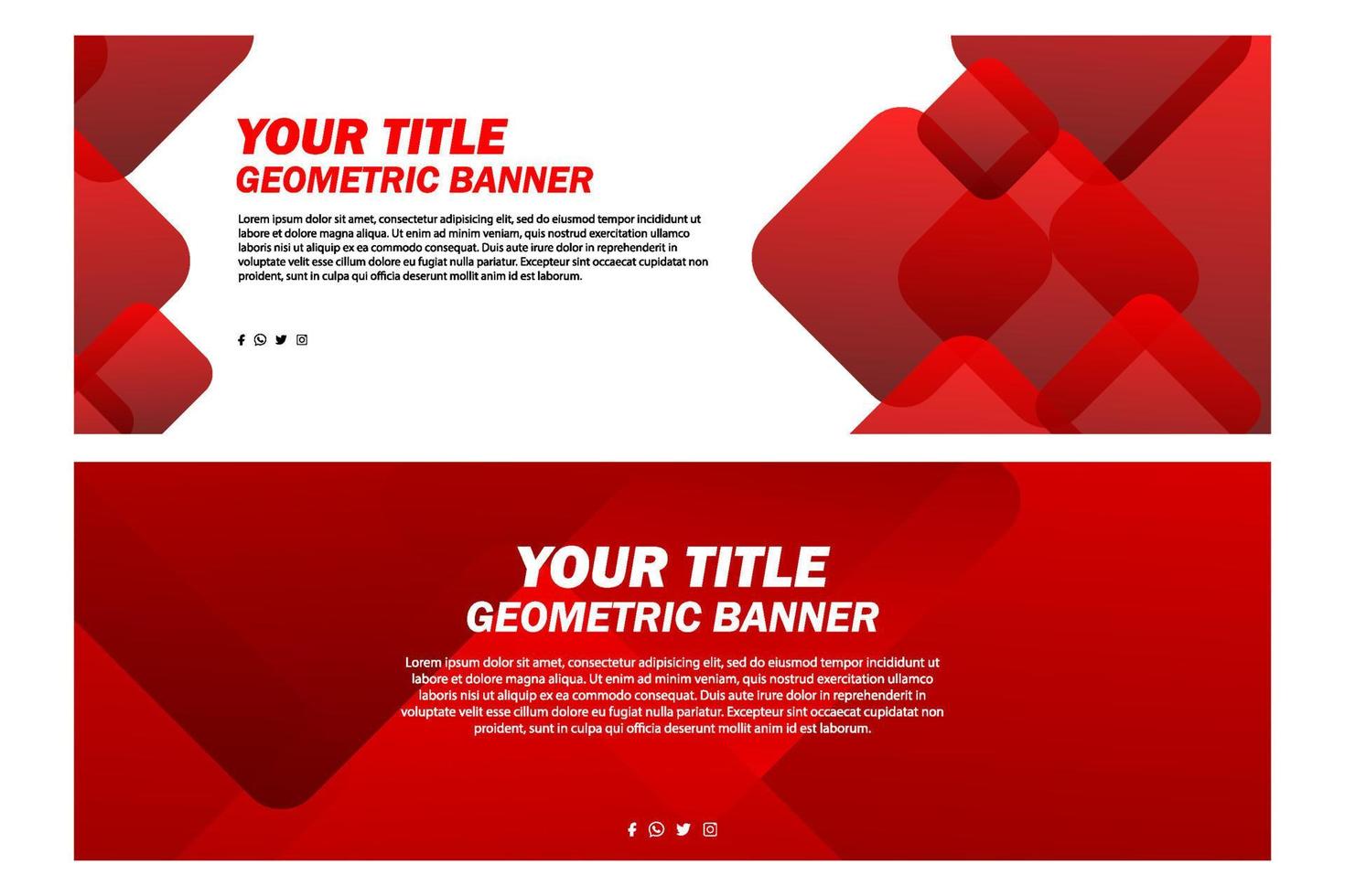 Red Abstract Geometric Shapes Banner vector