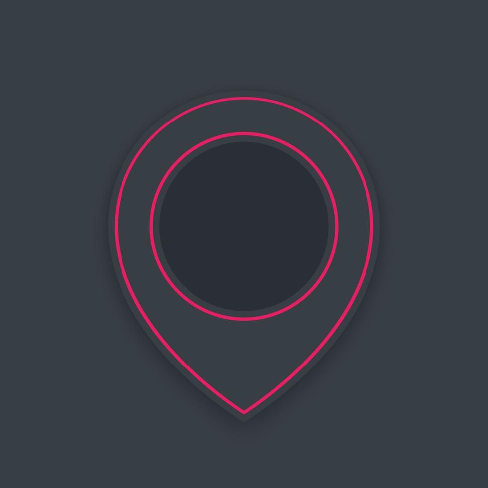 Map pointer dark design, location, navigation mark, vector illustration