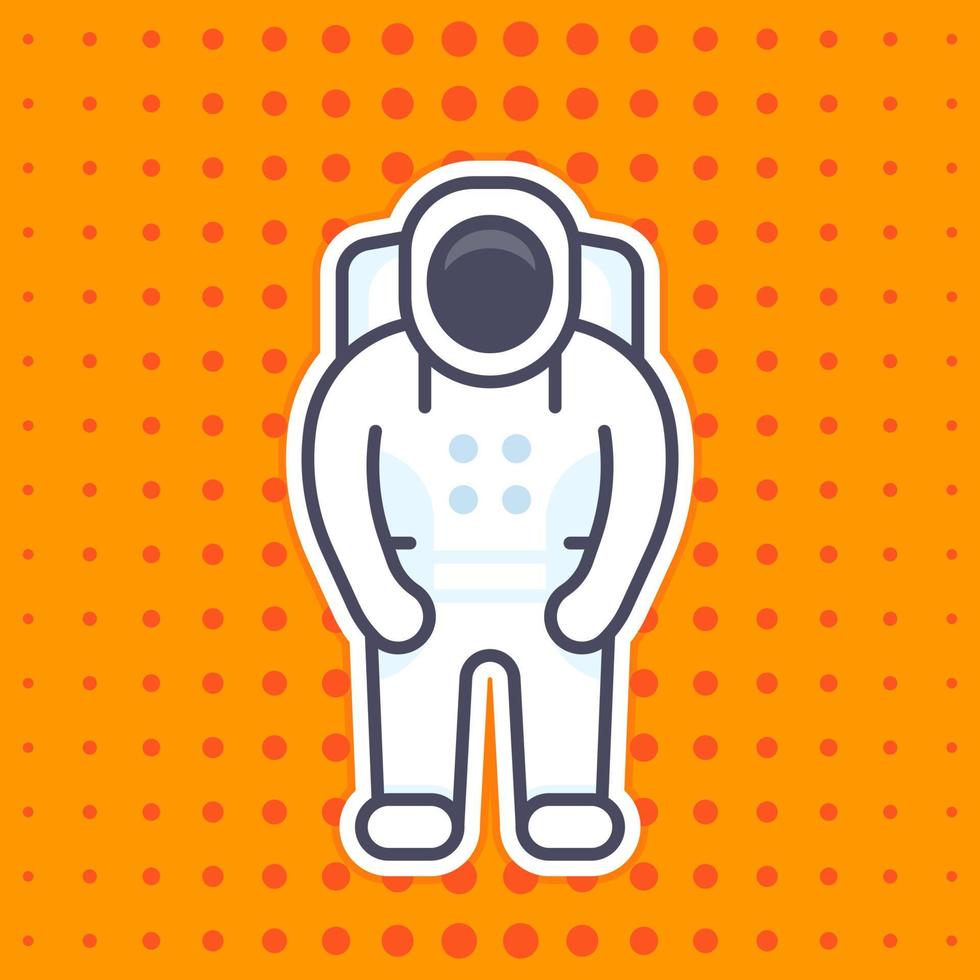 Astronaut icon, sticker, flat style with outline vector