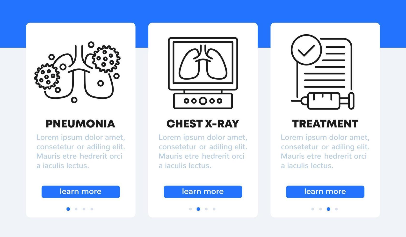 pneumonia, virus in lungs, chest x-ray banners for web vector