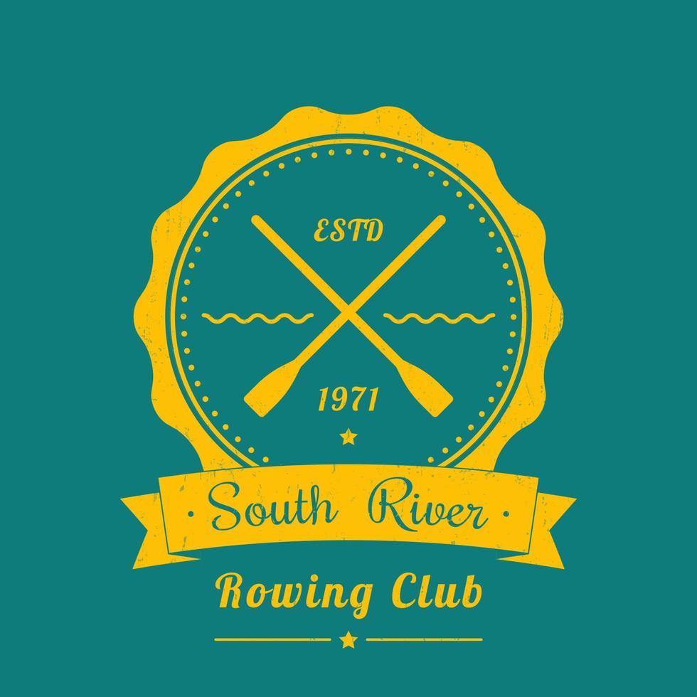 Rowing club vintage logo, emblem, rowing club sign on green, vector illustration