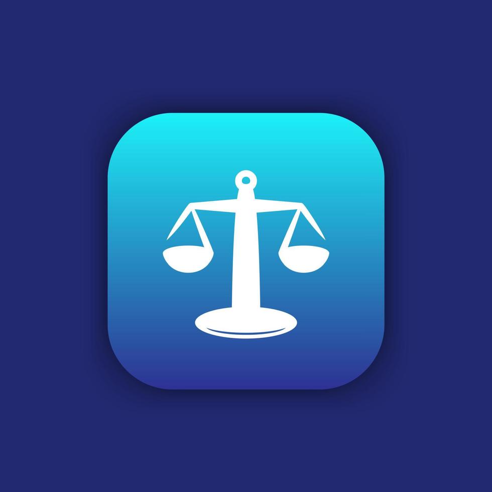 Scales icon, justice, risk, law sign vector