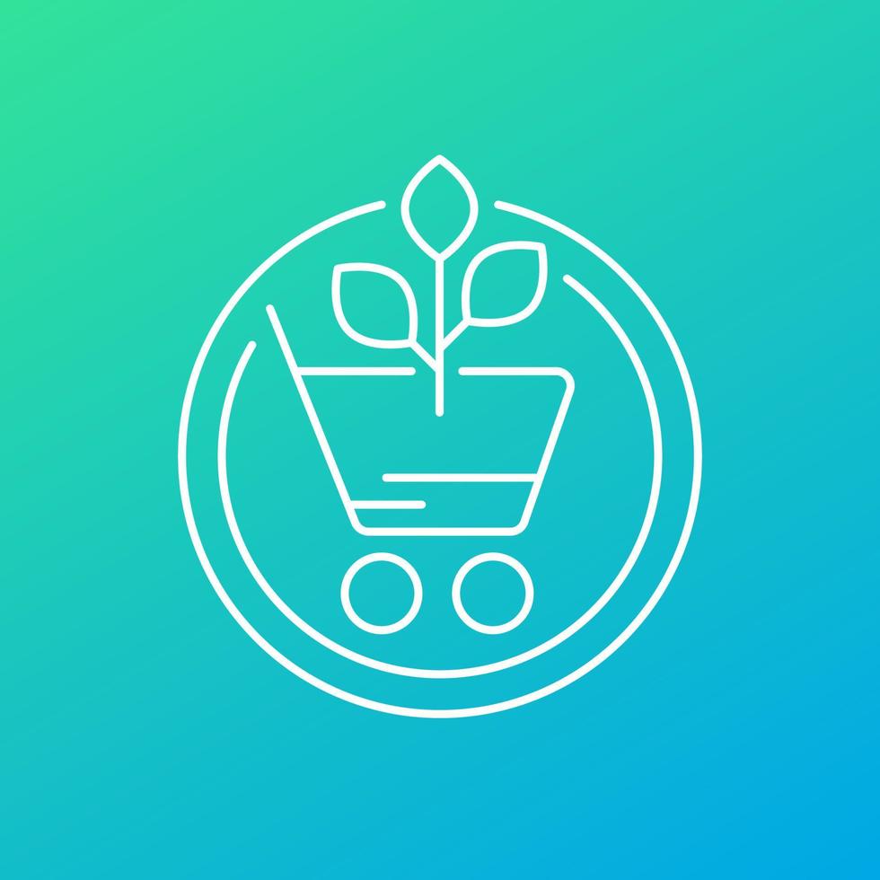 tienda orgánica, icono de línea de productos ecológicos vector