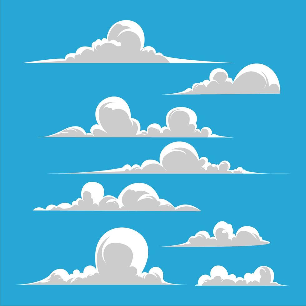 paquete de ilustración de varias formas de nubes vector