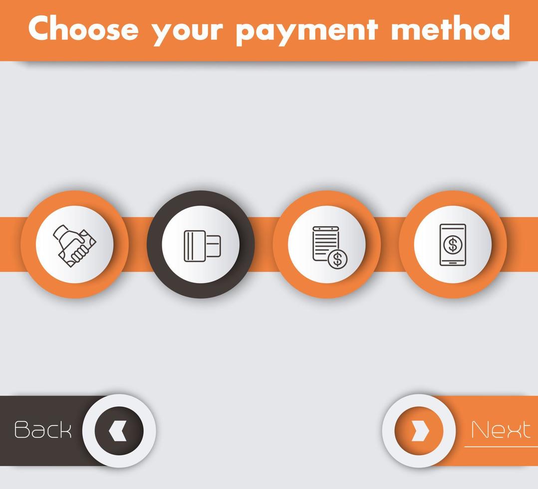 Choose your payment method, web page template, vector illustration