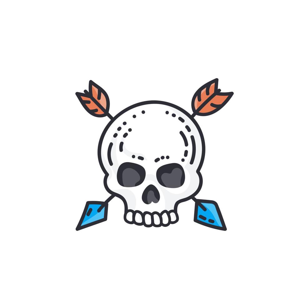 Hand drawn skull with arrows vector