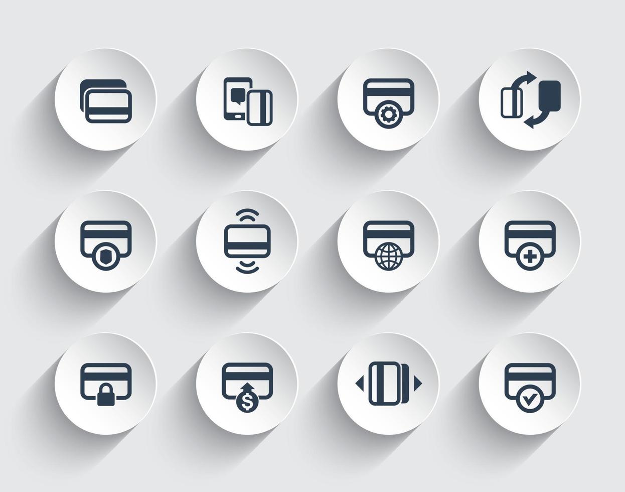 credit cards icons, mobile banking, secure payment, processing, add funds, lock card vector