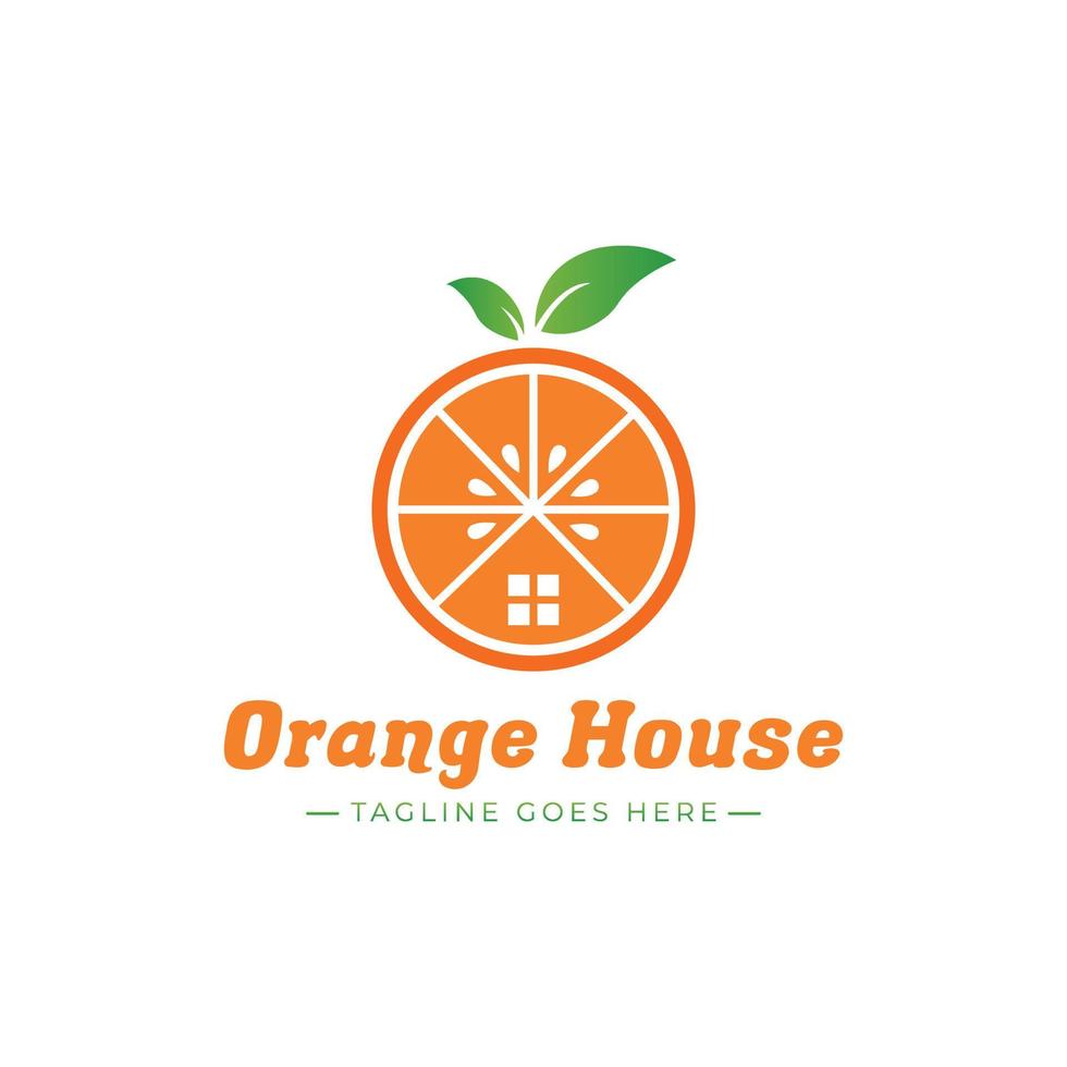 Vector illustration of modern orange house logo, fresh orange slice logo design