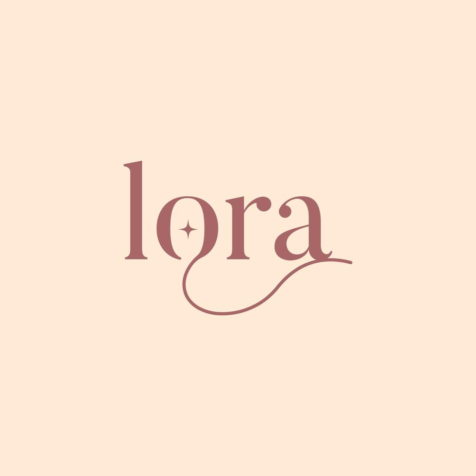 minimalist lora logo design. typhography logo, boho logo, wedding studio logo vector