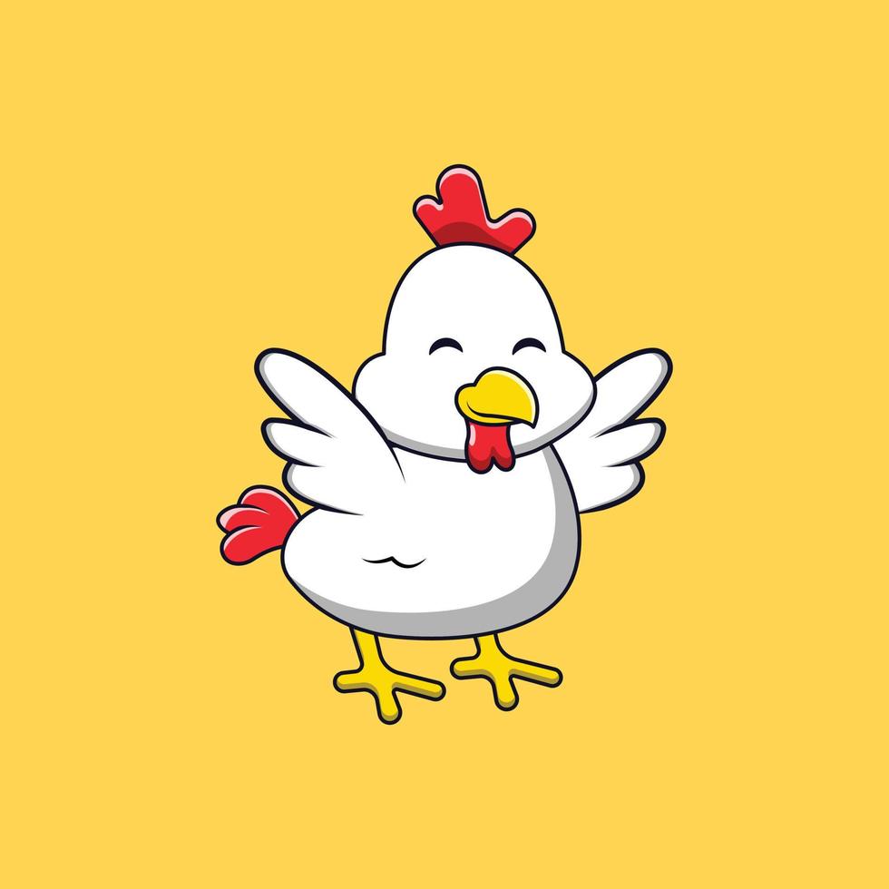 Cute Chicken Flying Cartoon Vector Icon Illustration. Animal Icon Concept Isolated Premium Vector.