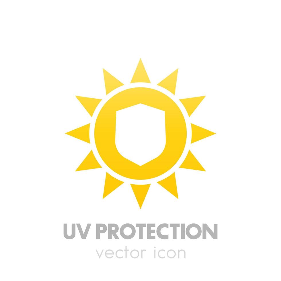 UV protection icon, sun and shield vector