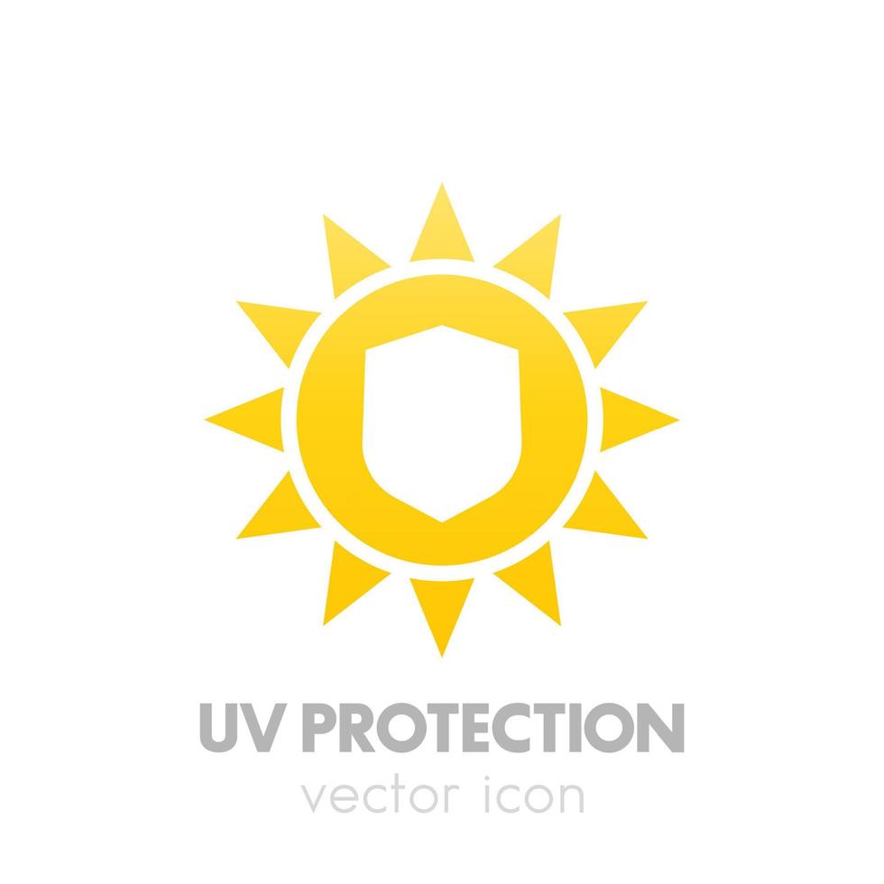 icono de protección uv, sol y escudo vector