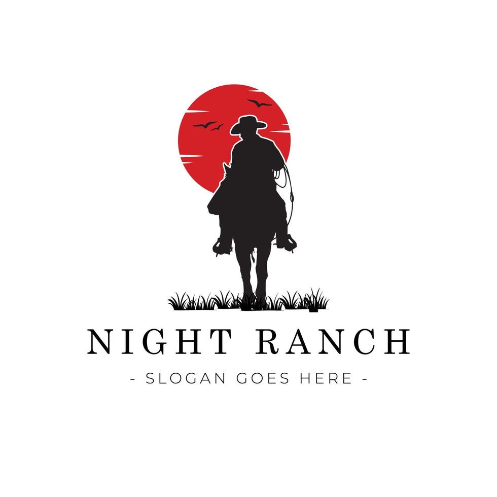 Cowboy Riding Horse Logo vector