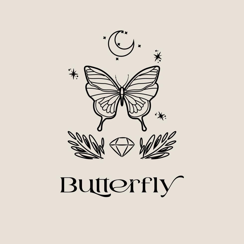 diseño de mariposa de logotipo minimalista vector